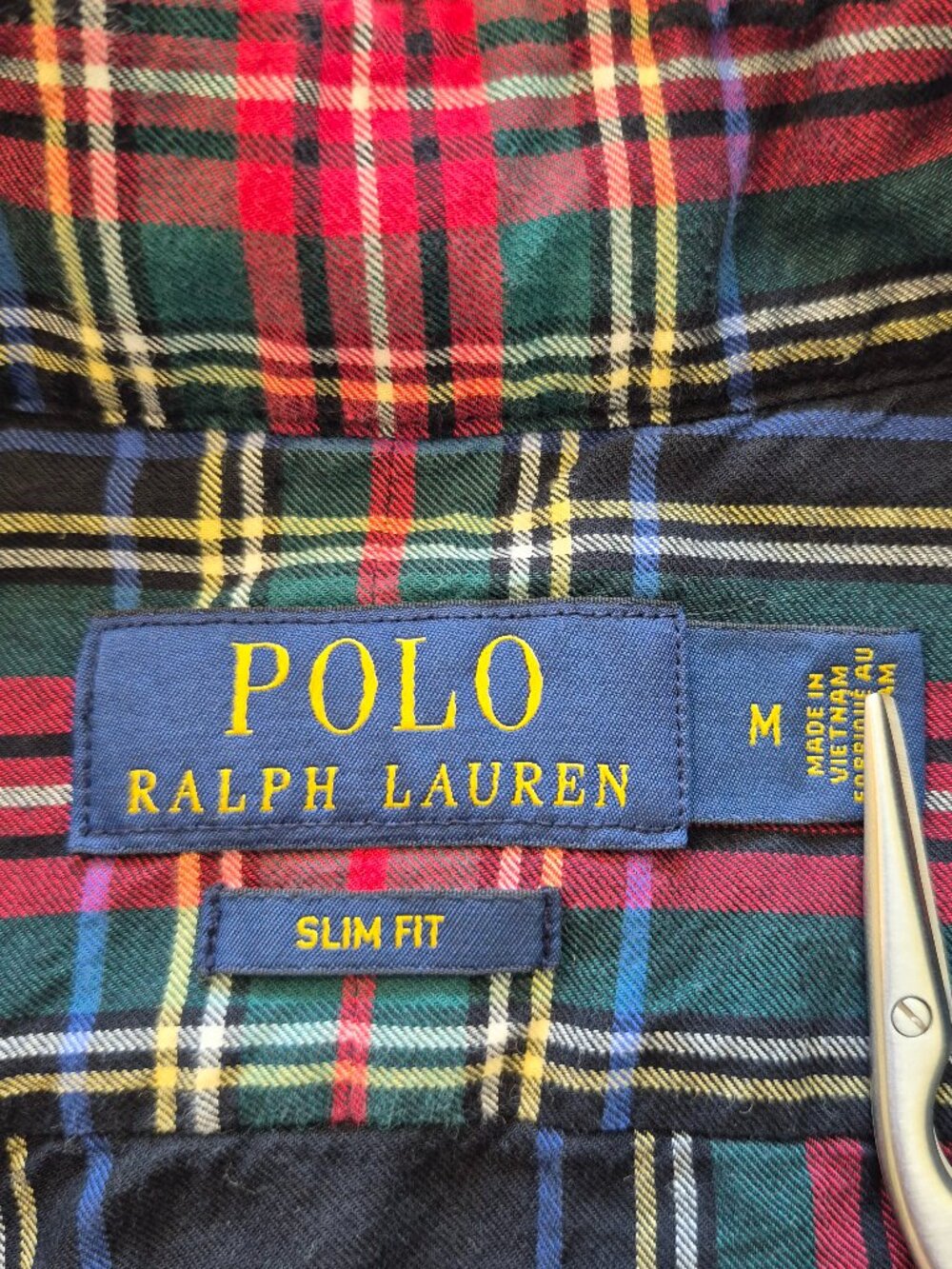 Polo Ralph Lauren Shirt Mens Medium Red Green Plaid Slim Fit Button Down - Picture 4 of 8